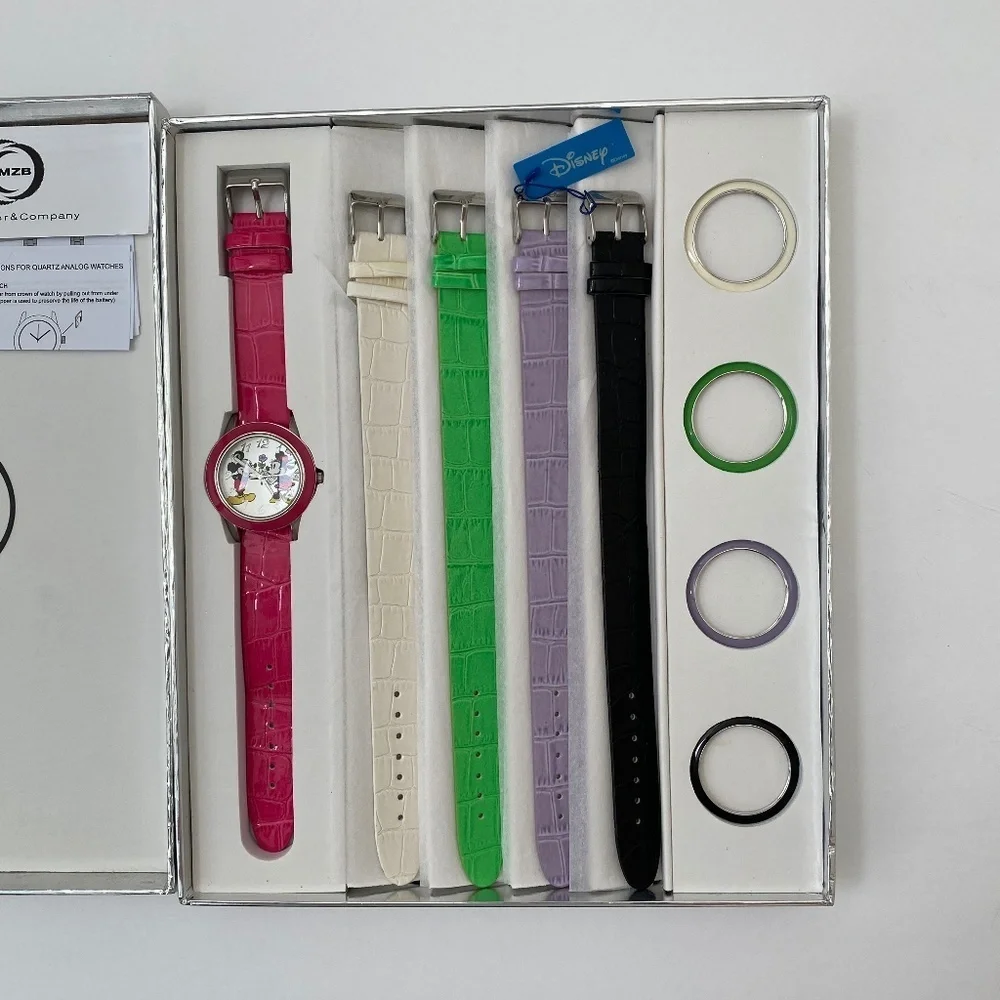 RARE Disney Mickey & Minnie Watch Set - Five Changeable Bands and Bezels